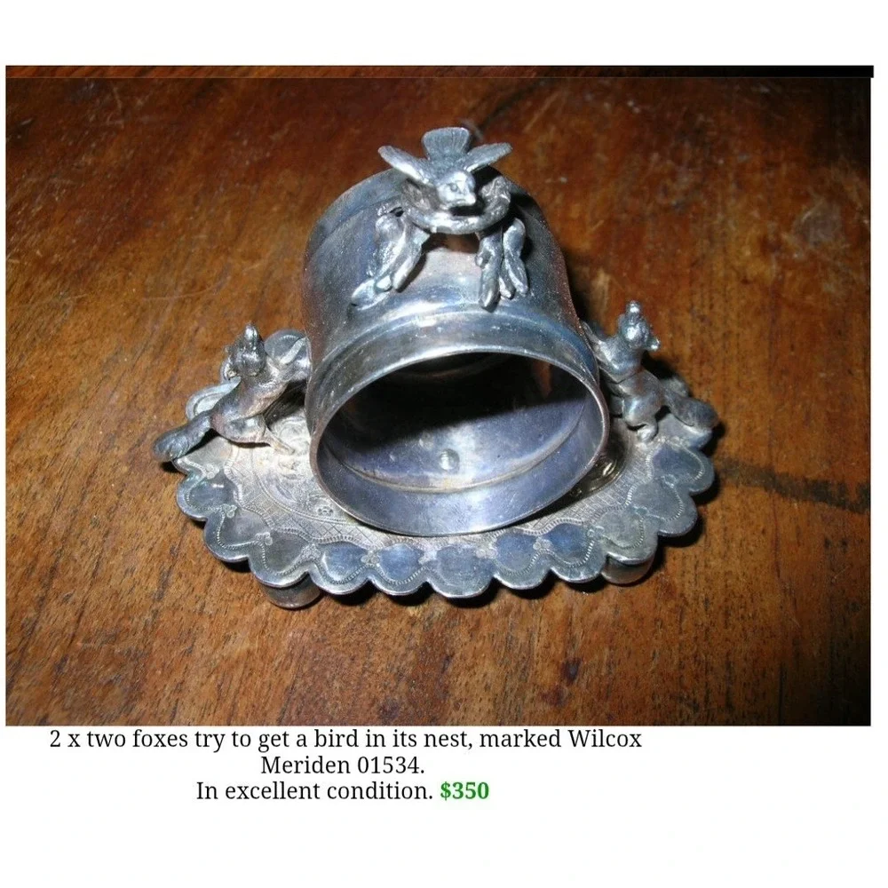 Antique Silver Plated Figurine Napkin Ring Nesting Bird On Branch Collectible